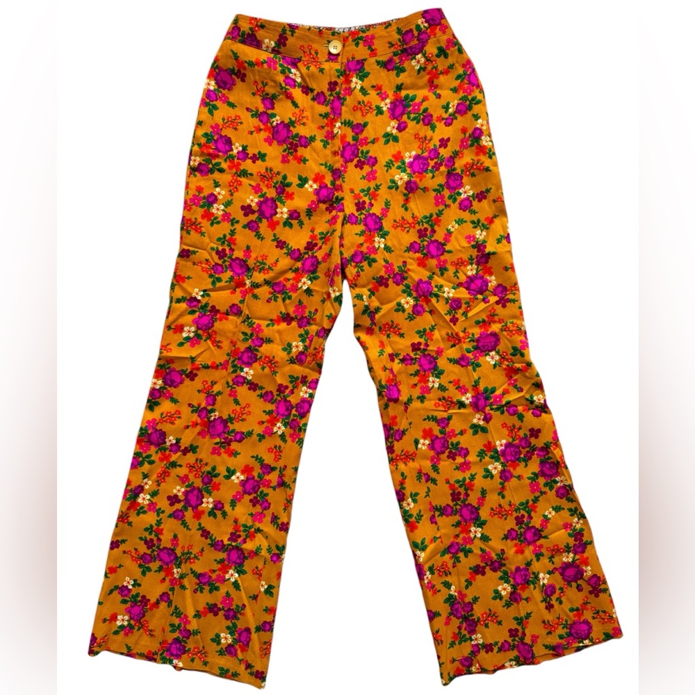 Floral Wide Leg Pleated Pants